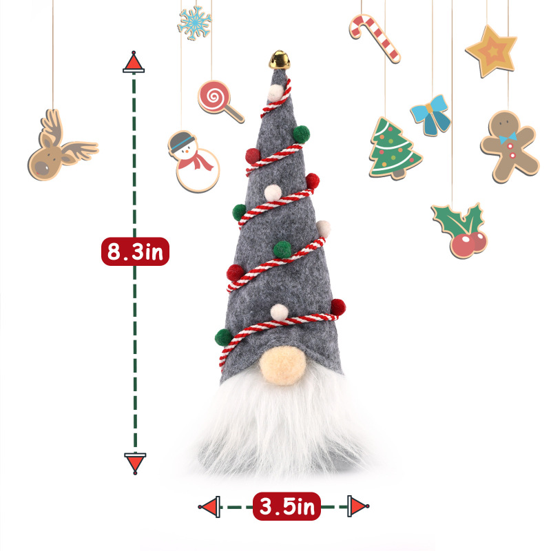 2026 クロスボーダー新しいクリスマス顔のない人形装飾スパンコール帽子発光装飾品かわいいノームルドルフ|undefined