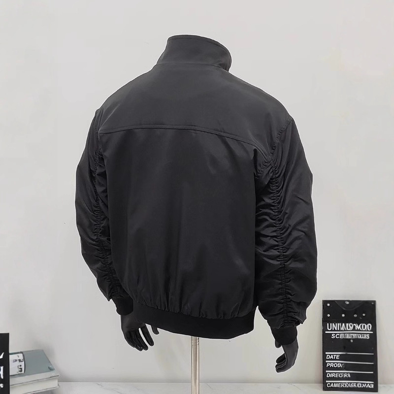 Retro Stand Up Collar Flying Jacket, Loose And Versatile, Inner Pocket Baseball Jacket_voghion.com