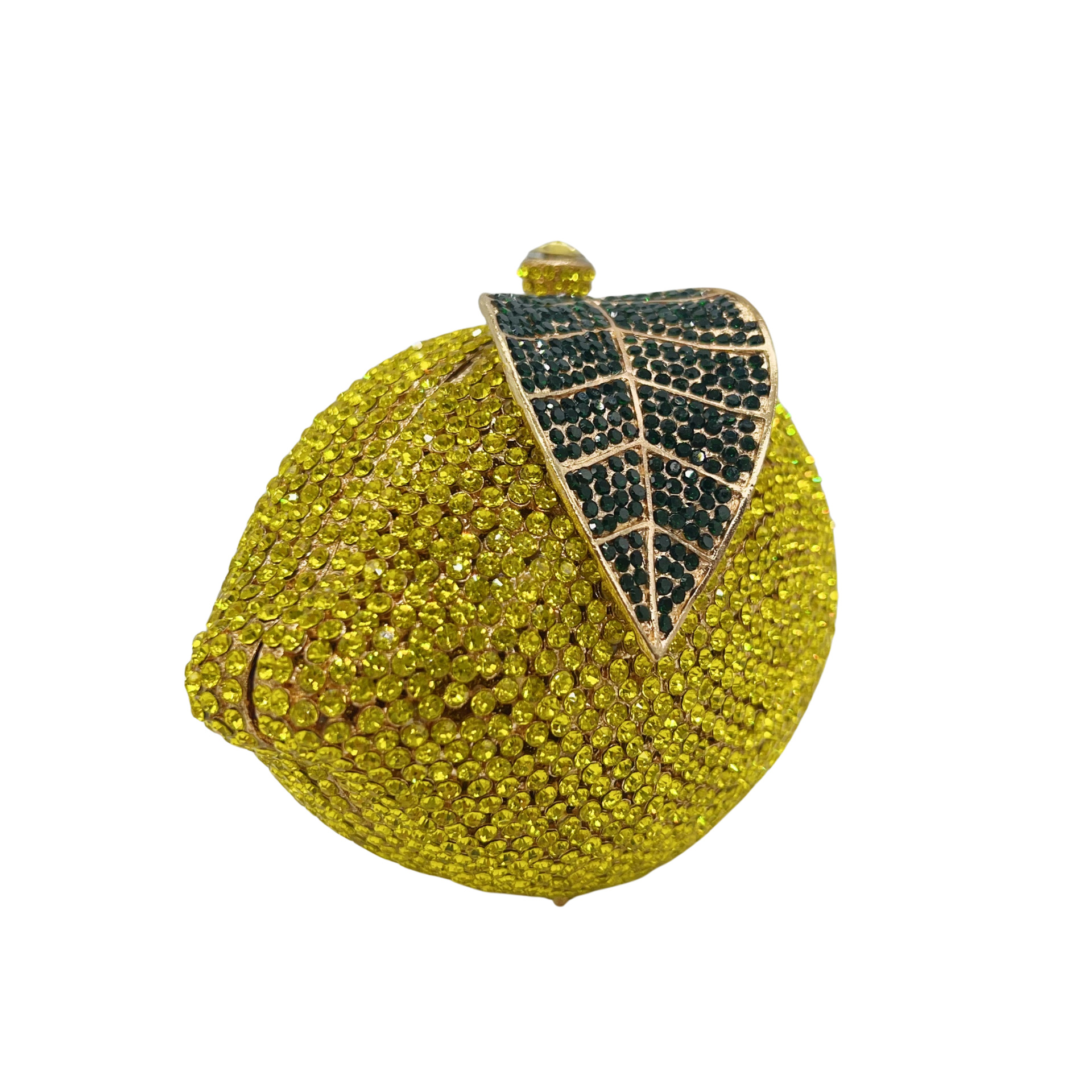 Túi clutch nữ đính pha lê kim cương giả hình quả chanh dự tiệc cao cấp — màu vàng, bạc, Tùy chỉnh các màu khác chi tiết 2