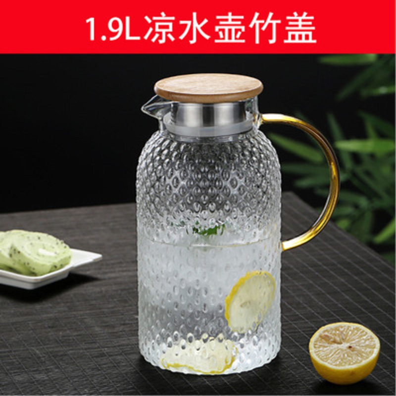 Estilo japonés martillado fría caldera vidrio gran capacidad martillado frío hervidor traje de agua tetera taza de arroz grano con tapa
