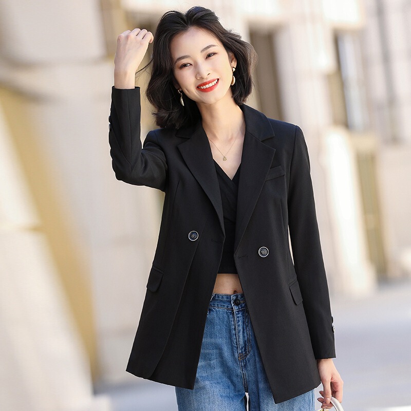 2021 Spring New Fashion Slim Jacket Elegant Small Suit Women's Business Wear Black Suit Top