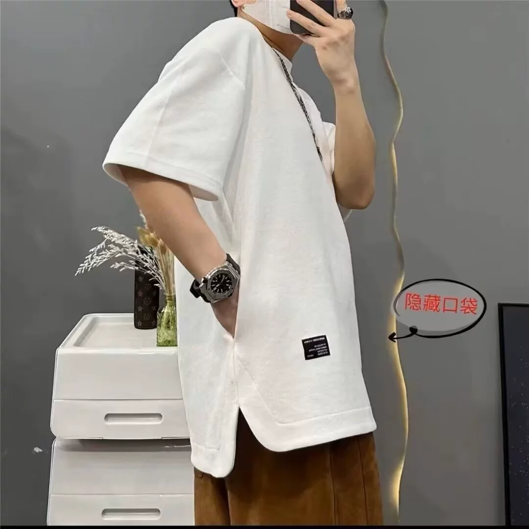 Источник производителя внешней торговли Множемаркие футболки с короткими рукавами мужские свободные дикие повседневные простые рубашки с половиной рукава оптом