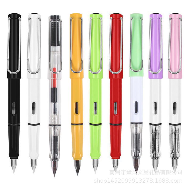 Pluma estilográfica de plástico del fabricante para corregir la postura, para oficina, negocios, estudiantes, práctica de caligrafía, adecuada para estudiantes de primaria y secundaria, con 3.4 cartuchos de tinta, universalmente compatible.