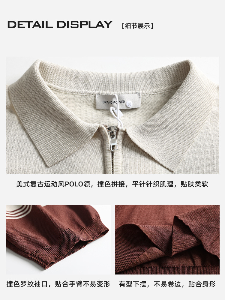 Hombres de color contrastante jersey polo de hielo de manga corta hombre de alto nivel con collar de negocios casuales viejos estilos de verano para hombres