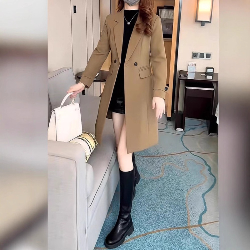 休闲风衣外套女士中长款2025年春秋冬季新款时尚收腰小个子大衣潮|undefined