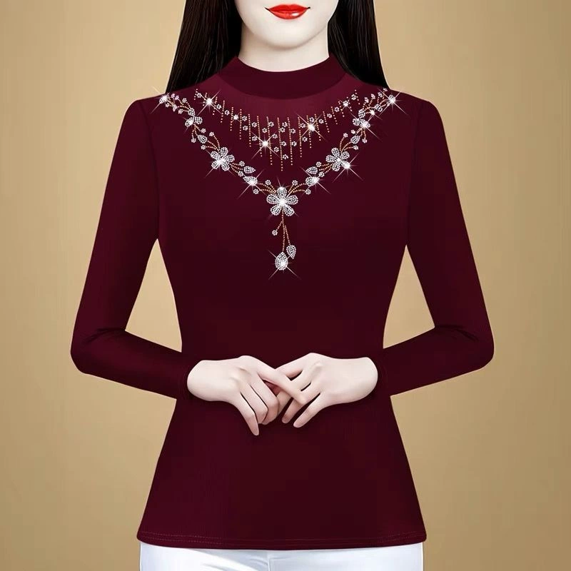 Осень и зима 2025 года модные тонкие тонкие нижние рубашки