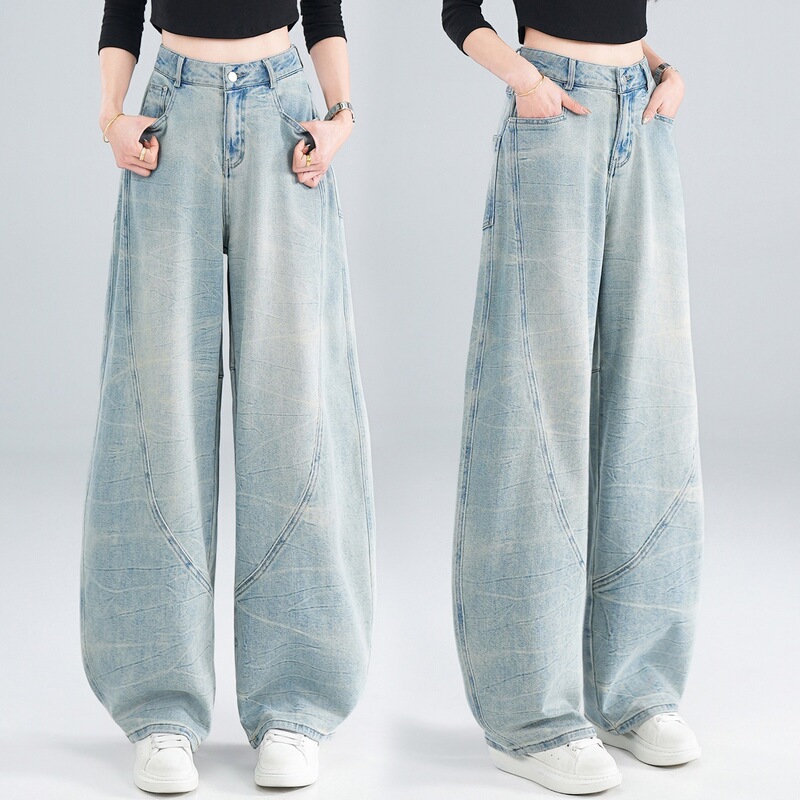 Authentic Brand 2026 Spring/Summer Loose Fit Scimitar Jeans for Women, Casual Slimming High-Waisted Drapey Wide-Leg Stacked Long Pants Authentic Brand 2026 Spring/Summer Loose Fit Scimitar Jeans for Women, Casual Slimming High-Waisted Drapey Wide-Leg Stacked Long Pants