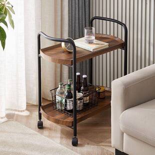 Hotel Restaurant Food Delivery Cart Double-Layer Solid Wood Wine Cart Tea Cart Snack Cart Cake Cart 4S Store Mobile Trolley