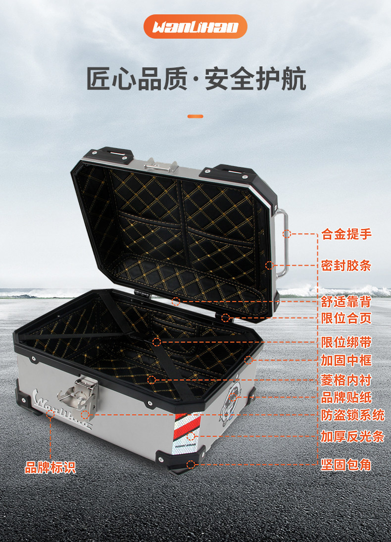 Wanlihao Battery Honda Liexing Motorcycle Tail Box, Universal Small Non-Aluminum Alloy Tail Box for Electric Vehicles