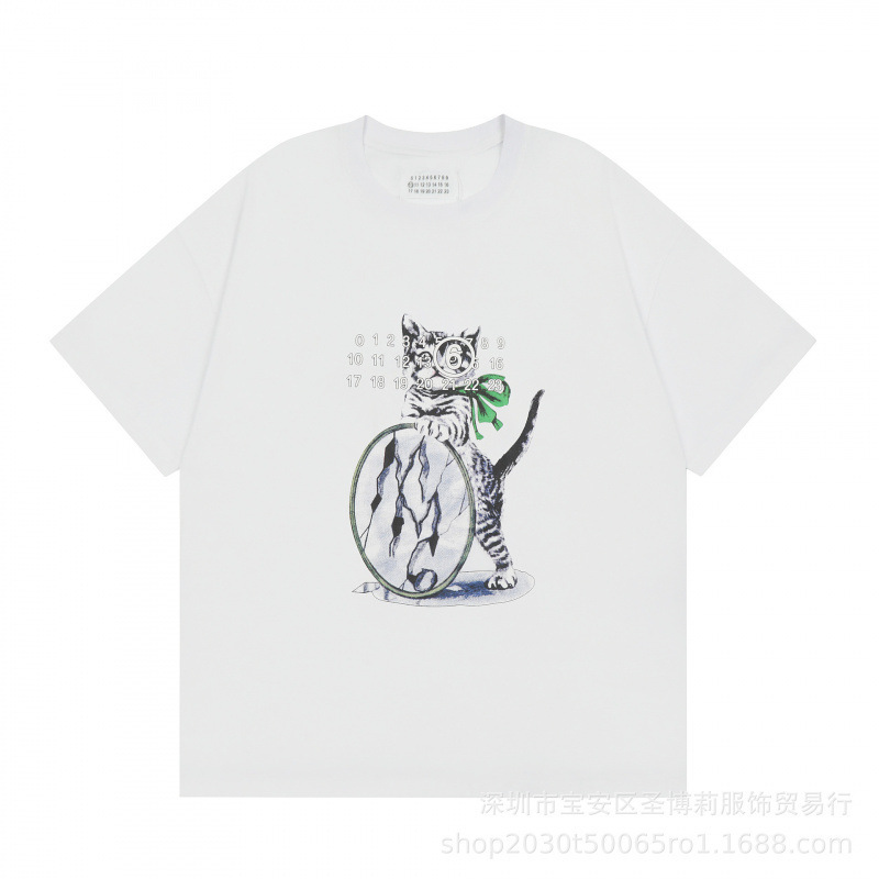 クロスボーダー メゾン マルジェラ マルジェラ デジタル プリント MM6 ピュアコットン 高品質 メンズ Tシャツ レディース 半袖 トレンド|undefined