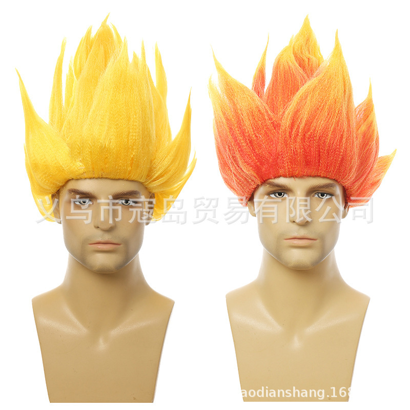 Dragon Ball Cos Sun Wukong Flame Head Wig Anime Super Saiyan Lotus Head Stage Performance Fake Headgear
