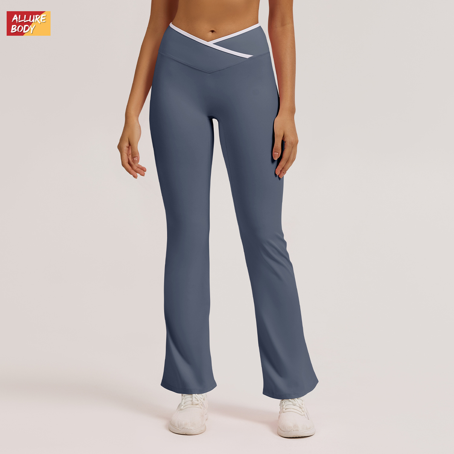 Transfronterizo Europa y los Estados Unidos micropantalones ajustados pantalones de boquilla de cintura alta y piernas anchas pantalones de boquilla de mujer desnudos pantalones deportivos de fitness