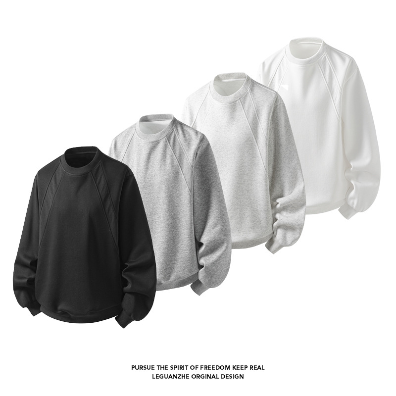 Cleanfit Deconstructed Sweatshirt Herren Herbst Trendy American High Street Schweres, lockeres Innenfutter Lässiger Pullover Top_voghion.com