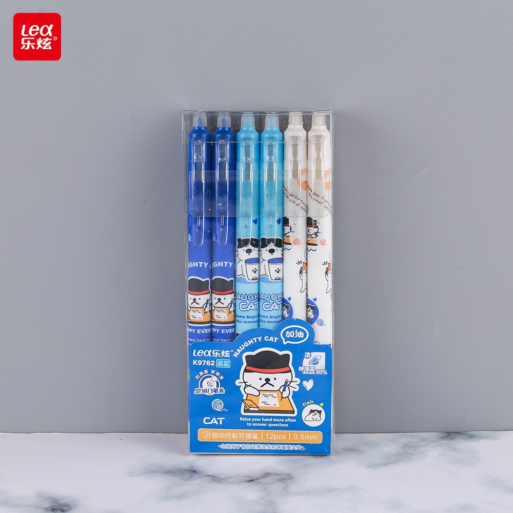 Bolígrafo borrable azul de oso de pan de dibujos animados