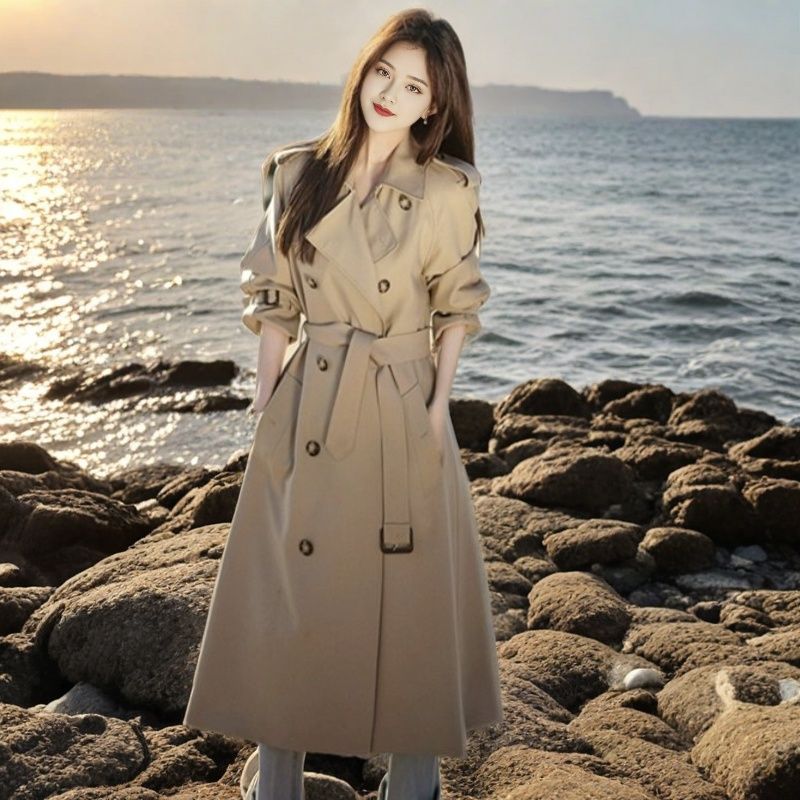 This Year's Popular Mid-Length Windbreaker Jacket for Women 2024 Autumn and Winter New High-End Fashion Loose Ins British Coat