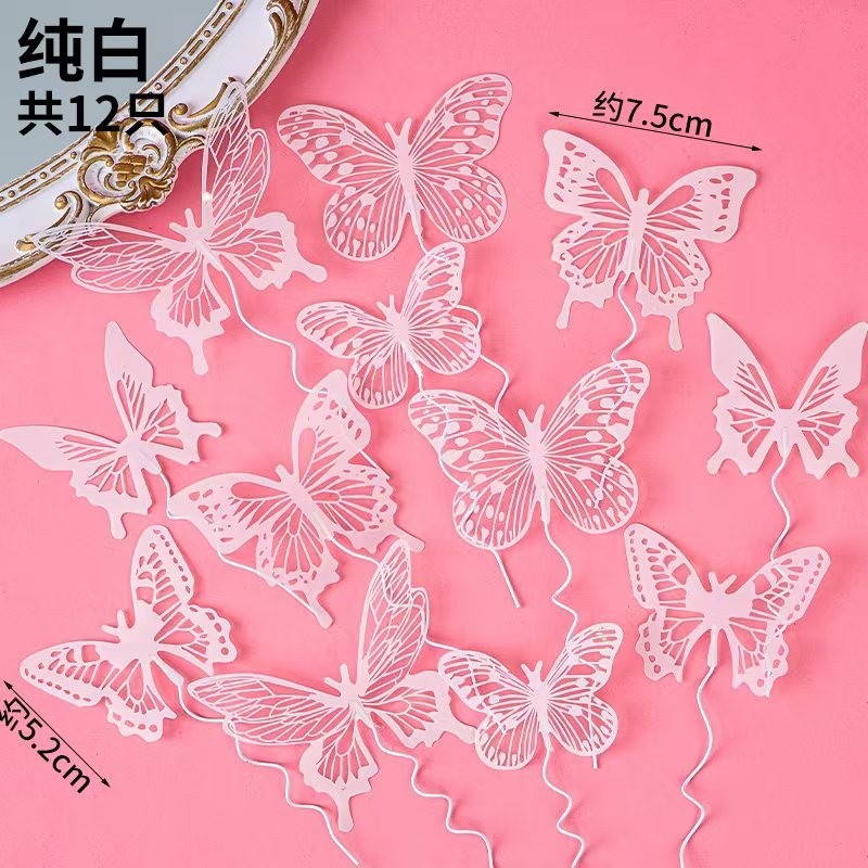 2025 Día de la Madre Gota de agua Diamante Corona Pastel Decoración Adornos Vista trasera Madre Acrílico Plug-in Mariposa Vestir