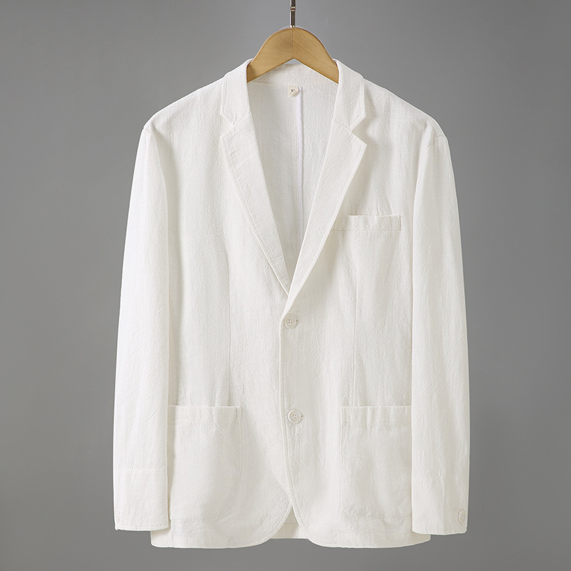 Spring and autumn cotton and linen small suits for men's business and leisure suits, casual wear, trendy linen single suit jackets for men_voghion.com