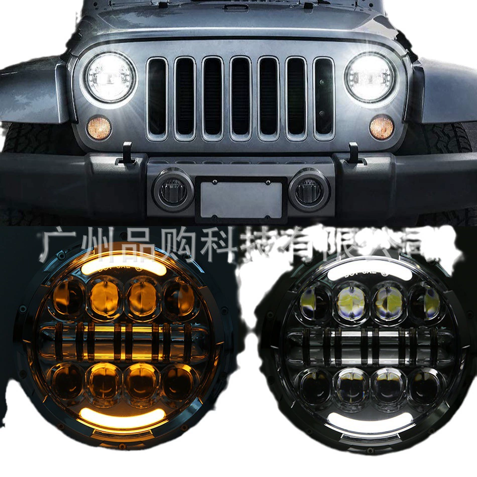 7-дюймовый кронштейн 16-бусины светодиодная фара подходит для Wrangler с Angel Eyes внедорожник фара мотоцикл свет трансграничный