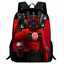 新品印花skibidi toilet学生书包 卡通马桶人双肩背包轻便123年级