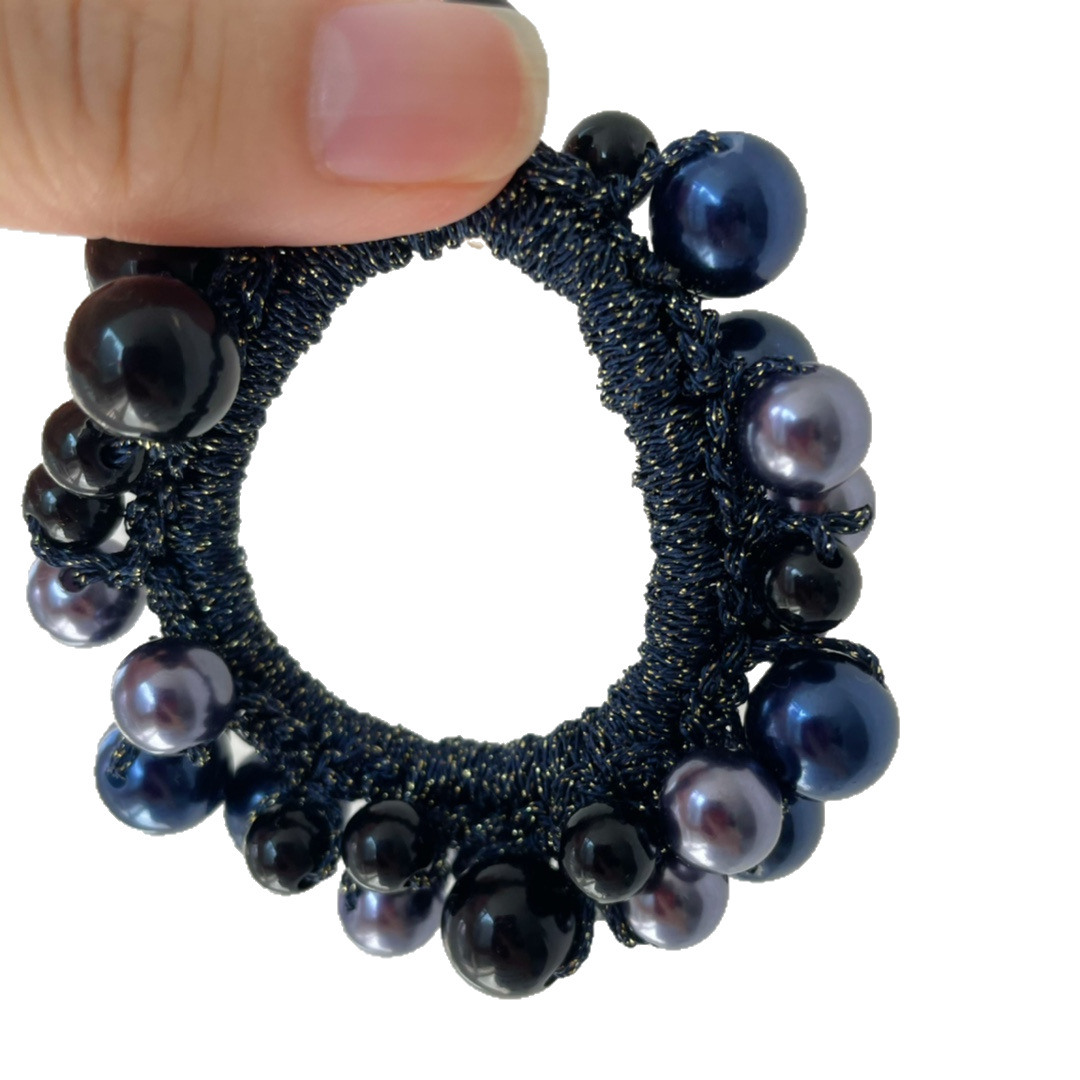 Pearl Hair Tie High Elastic Band Elegant Handmade Headband_voghion.com