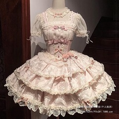 オリジナルスイートロリータ半袖チュチュスカートプリーツリボンガールロスカート