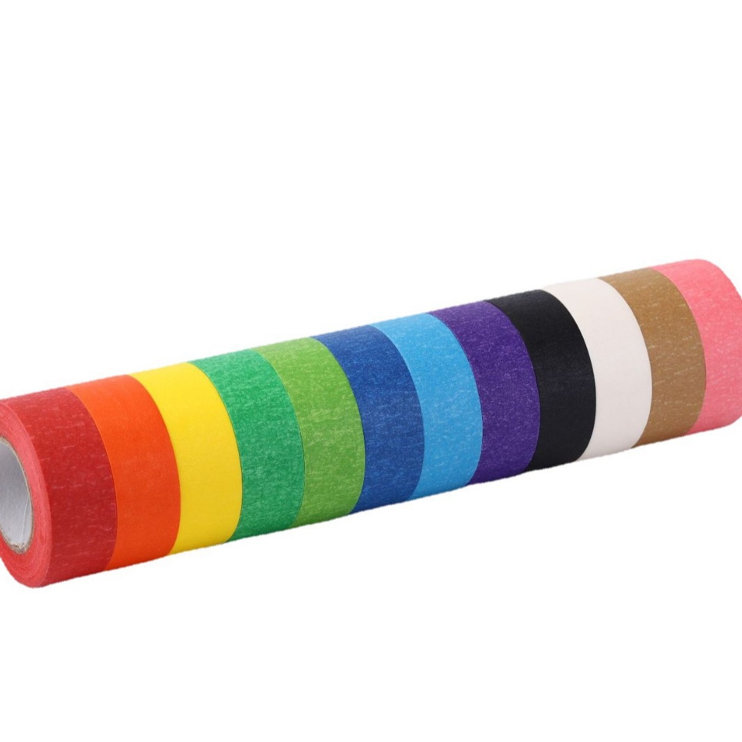 Cinta de papel de enmascaramiento de color de alto adhesivo al por mayor decoración de pared exterior cubierta de pintura en aerosol separación de color lágrima de mano sin pegamento papel de enmascaramiento