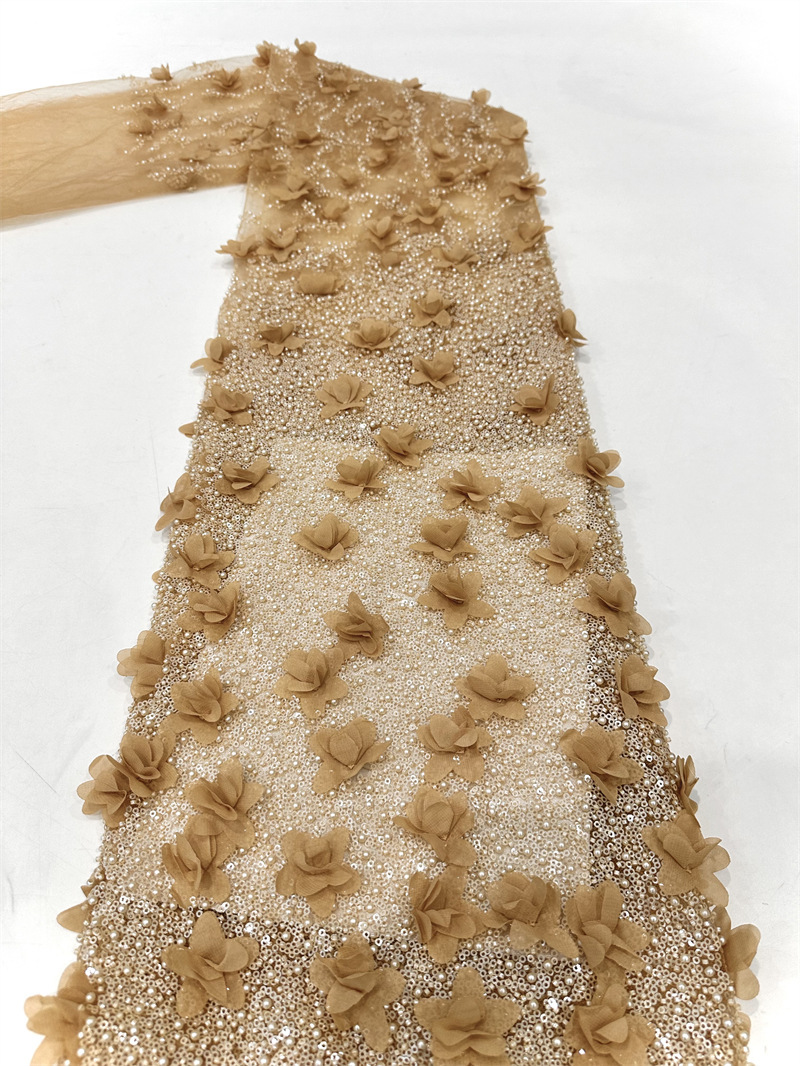Decalones hechas a mano industria pesada computadora bordada sequinilla bordado tubo de perlas vestido de boda vestido de moda tela de vestido image 10