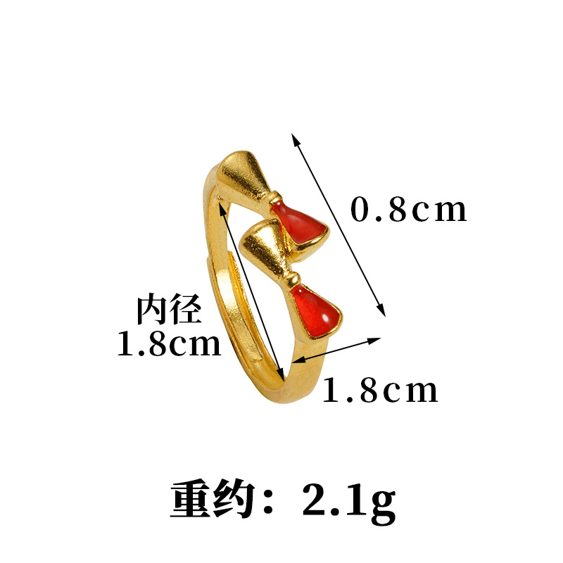 Shajin anillo de estilo popular lujo ligero chicas amor arco flores huecas anillo de aleación al por mayor