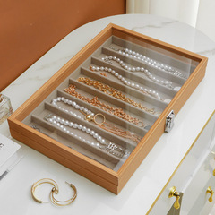 Pearl necklace storage box with cover glass dustproof long bracelet sweater chain thick neck necklace jewelry storage box
