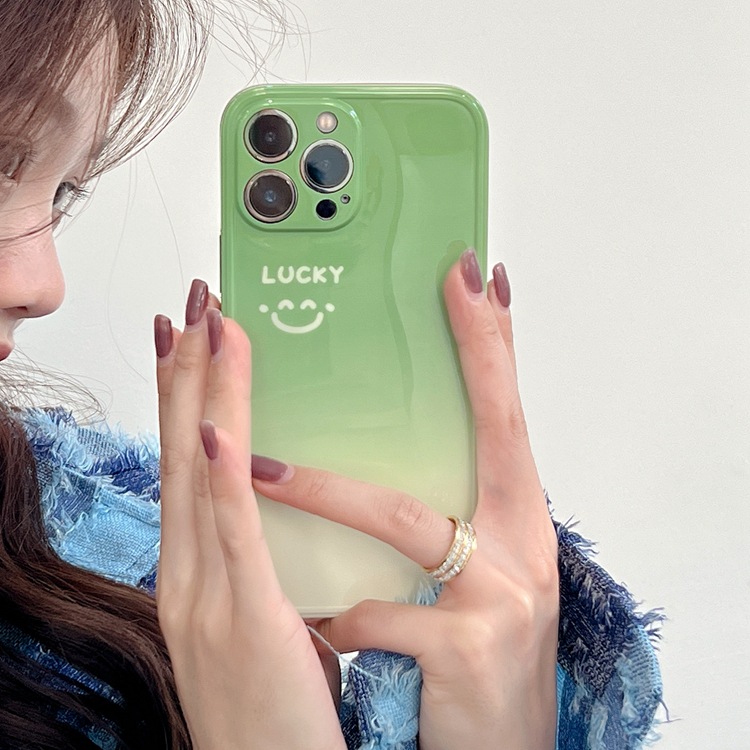 Minimalist Smiling Face Phone Case For Iphone 14 Pro Max Green_voghion.com