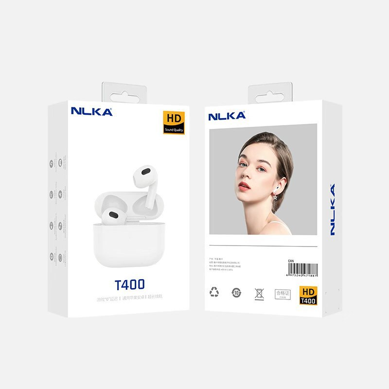Nlka T400 Wireless Bluetooth Earphones In-Ear High-Definition Sound Quality Long-Lasting Mini Portable Noise-Canceling Tws Earphones
