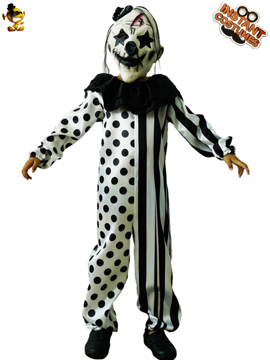 De Halloween videojuego demonio payaso traje de los niños pequeños blanco y negro matando payaso partido etapa traje image 3