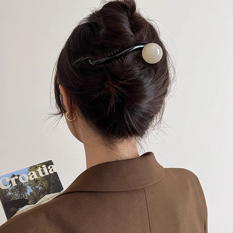 Temperamento simple rana hebilla torsión clip de cabello de perlas de alto nivel clip de cabello de cabeza detrás clip de cabello tocado