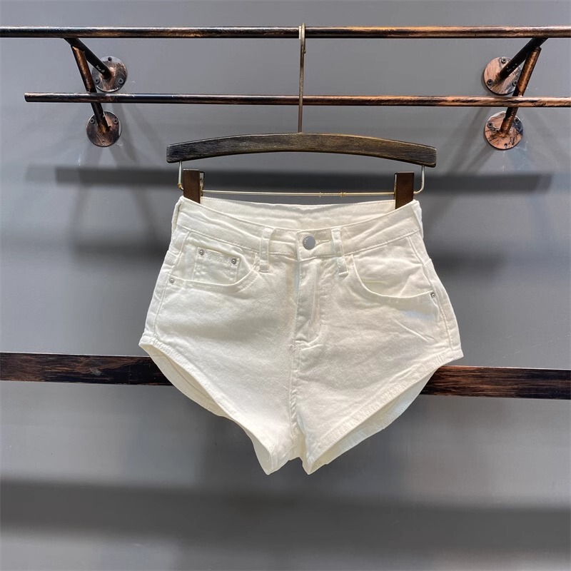 White Tight Denim Shorts Women's Summer 2025 New Spice Girls Sexy Leg Long Cushion Machine Hot Pants