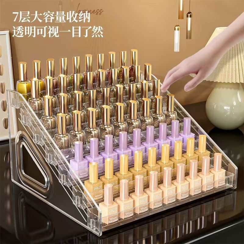 美甲收纳盒多层透明指甲油展示架居家日用口红化妆品甲油胶置物架|undefined