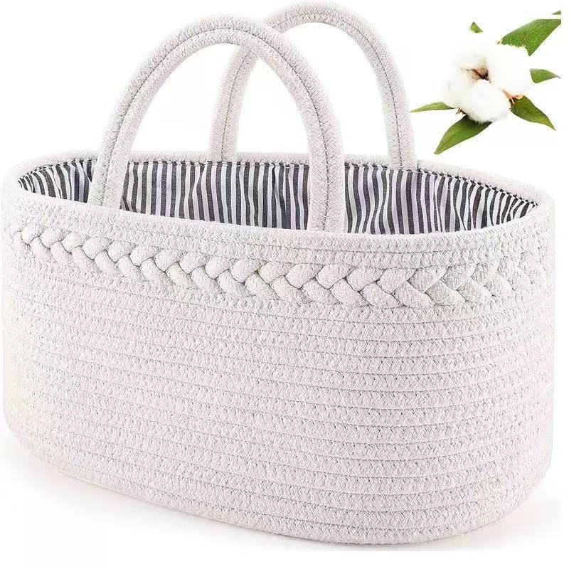 Bolsa de almacenamiento para pañales de maternidad e infancia de Amazon con divisores desmontables y cesta de almacenamiento de cuerda de algodón, exclusivamente para ventas transfronterizas.