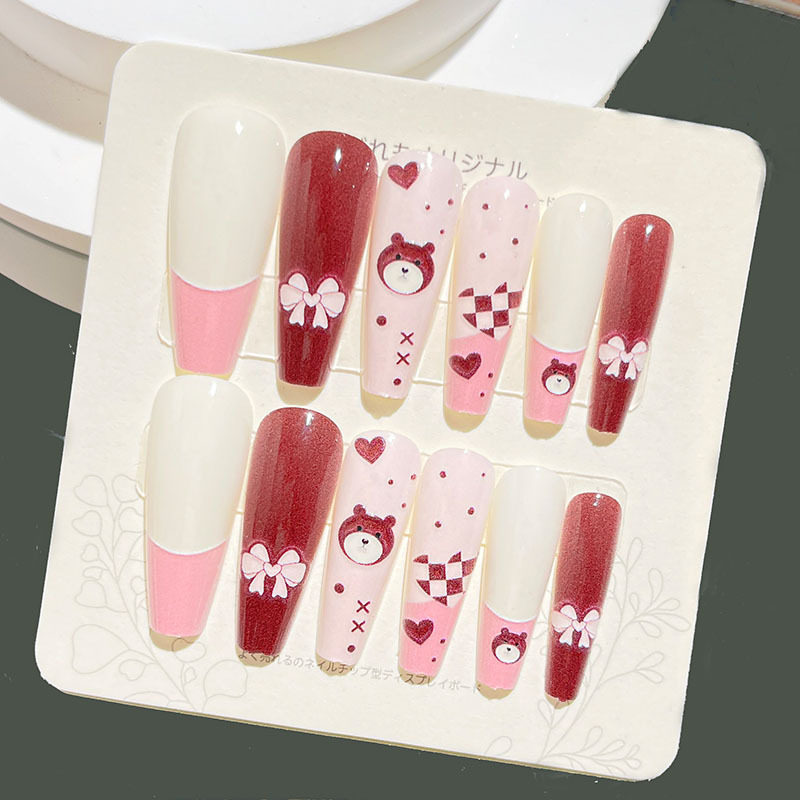 Nuevas uñas portátiles para adultos, uñas en relieve estéreo, parches de manicura, uñas postizas, uñas terminadas, uñas largas de ballet