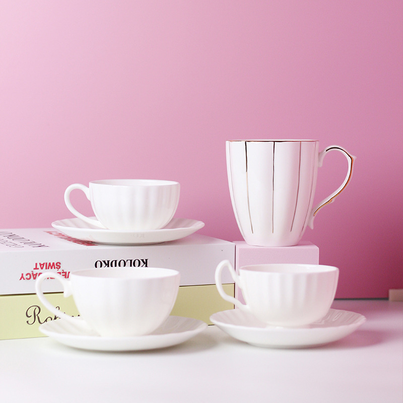 Cross-border European Bone China Coffee Cup British Afternoon Tea Cup Ceramic Cup Pumpkin Cup Coffee Cup Saucer suit Foreign Trade Cross-border European Bone China Coffee Cup British Afternoon Tea Cup Ceramic Cup Pumpkin Cup Coffee Cup Saucer suit Foreign Trade