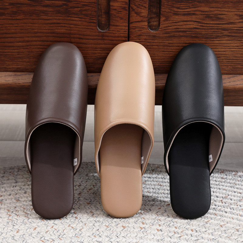 High-Grade Breathable Four-Season Spring & Fall Home First-Layer Sheepskin Slippers Home Indoor Wear-Resistant Couple Leather Slippers