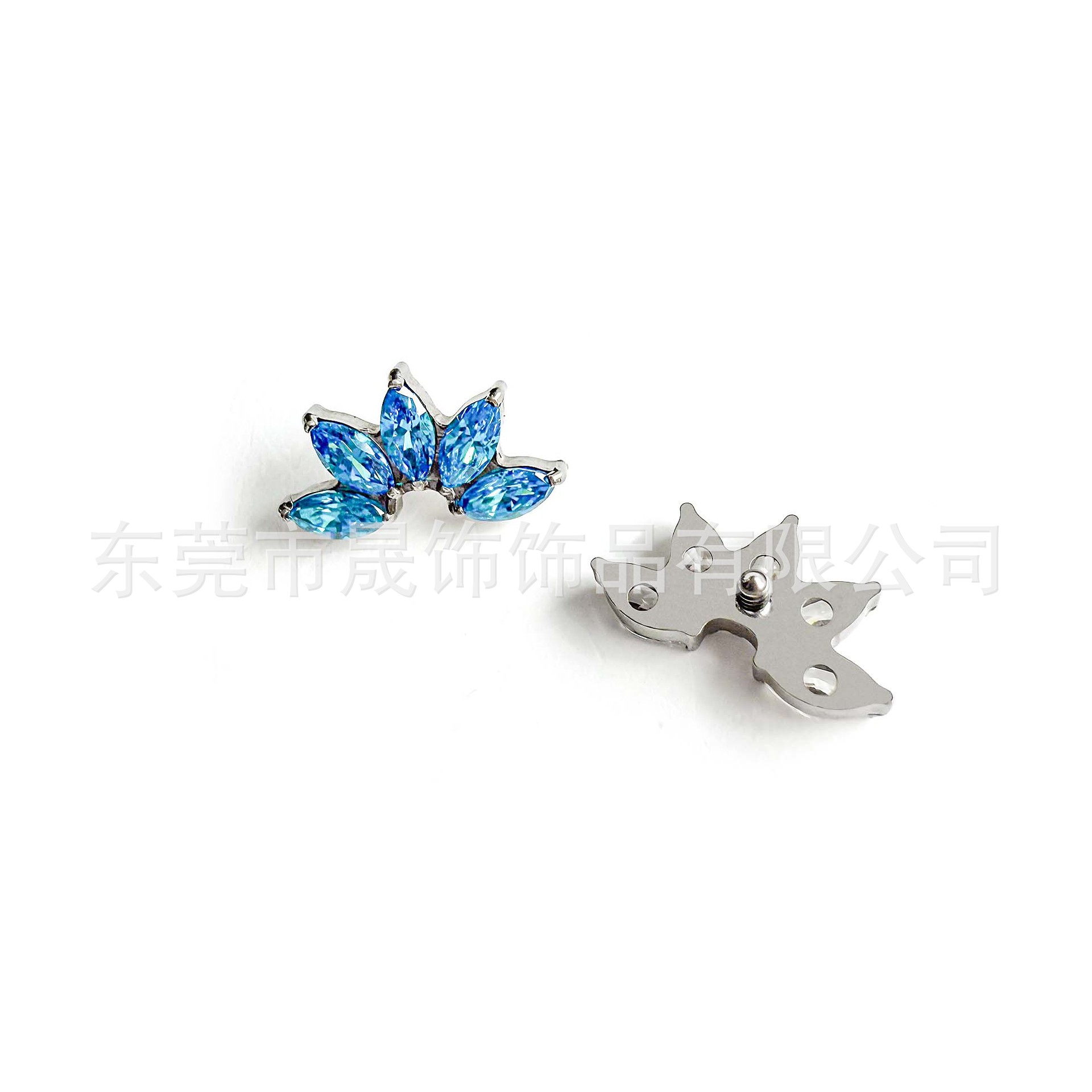 F136 Titanium Ear Stud Studded Cubic Zirconia 马眼 Flower Labret Stud Helix Cartilage Stud G23 Implant Grade Titanium 人体 Piercing Jewelry Accessories