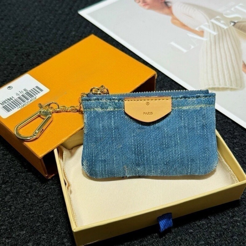 Wholesale high-value denim coin purse Japanese-style hanging card bag versatile wear-resistant floral bag fashion trend