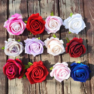 Artificial Flower rose head flannel rose wedding wedding bridal corsage home desktop decoration
