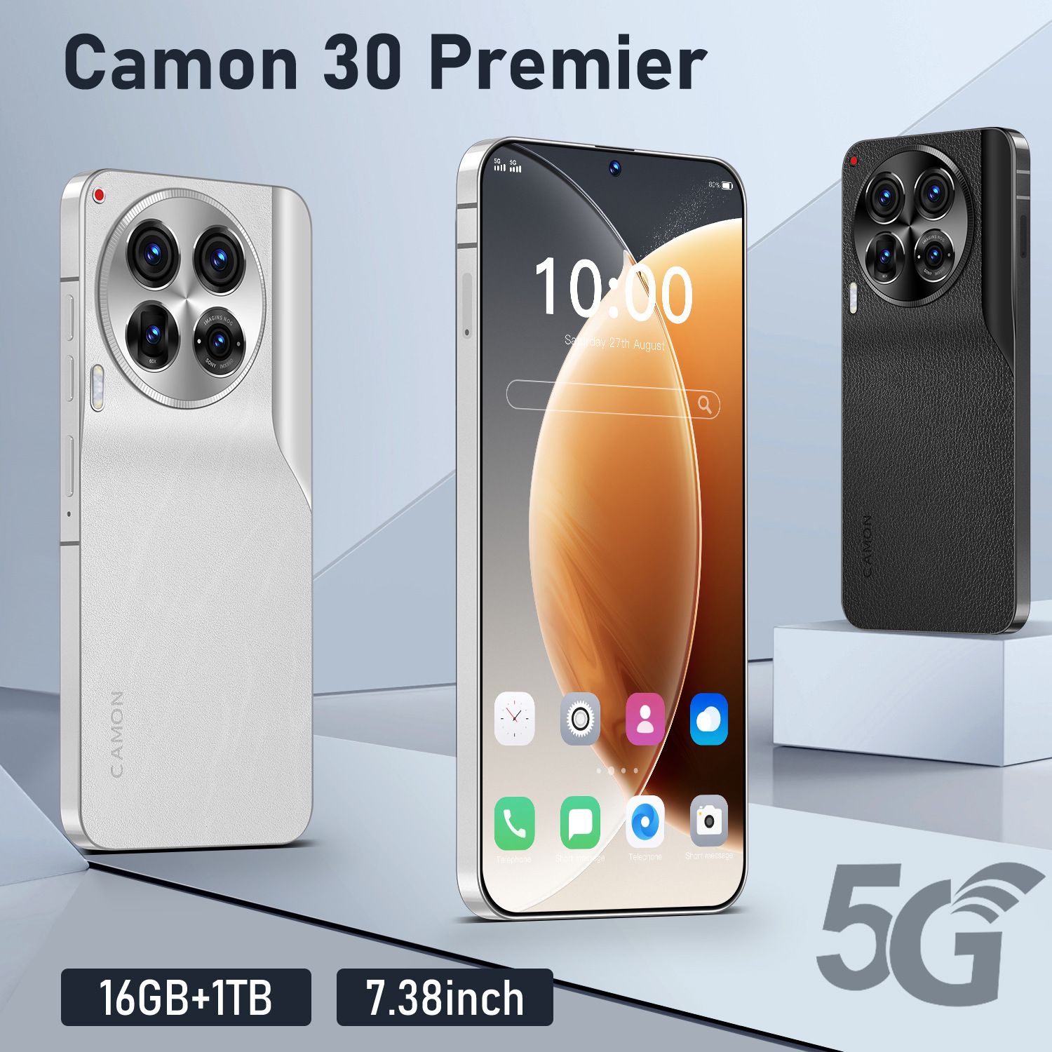 跨境手机Camon30Premier 6.6寸中孔屏3+64真4G网八核外贸智能手机