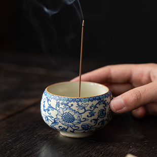 ➺ Creative Ru Kiln Lotus Vine Вертикальный держатель для благовоний Маленькая курильница для дома Внутренняя ароматерапия из агарового дерева Держатель для благовоний Подставка для благовоний.