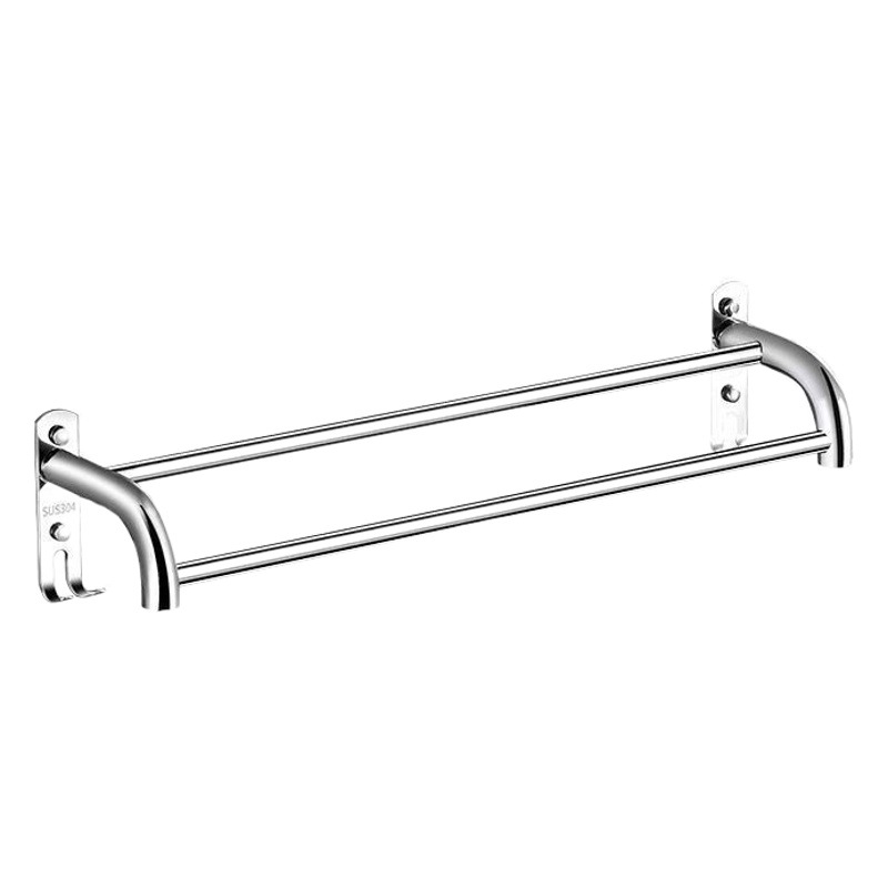 Hanging Towel Rack Punch-free 304 Stainless Steel Bathroom Towel Bar Single Pole Double Pole Toilet Kitchen Rag Hanging Pole