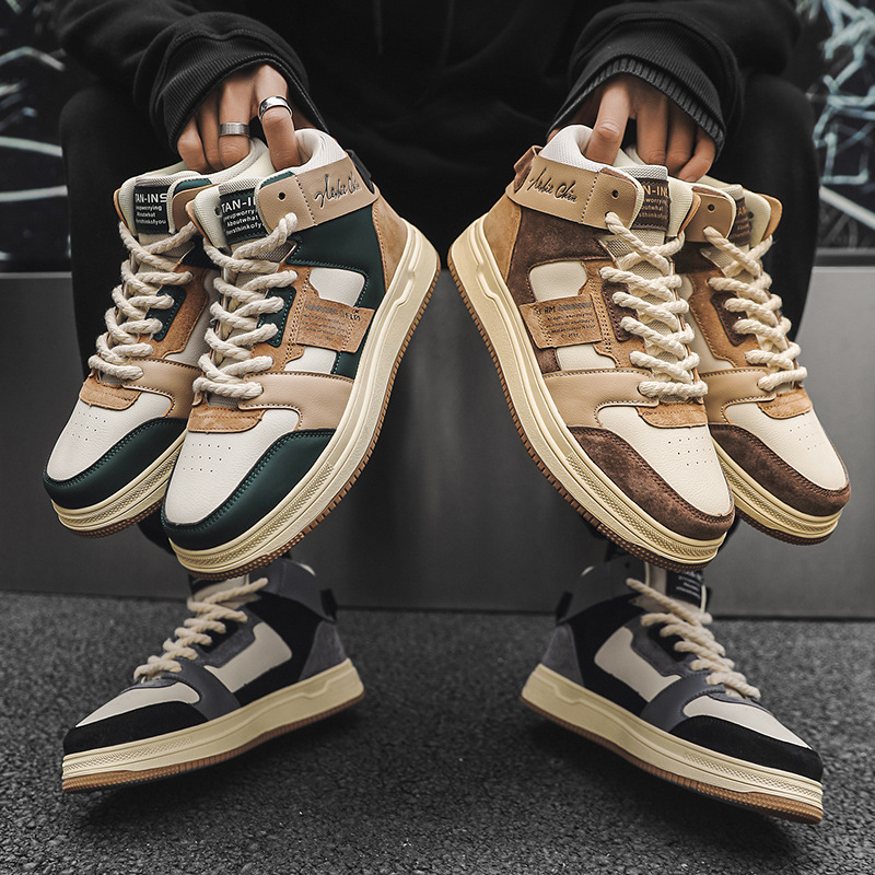 Chaussures de Tennis pour hommes, chaussures de course en cuir, baskets en tissu, semelle en caoutchouc, chaussures confortables rembourrées_voghion.com