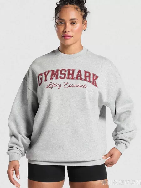 Gymshark Round Neck Pullover Sweatshirt for Sports Training and Fitness, Same Style for Men and Women, Oversized Top Without Hood