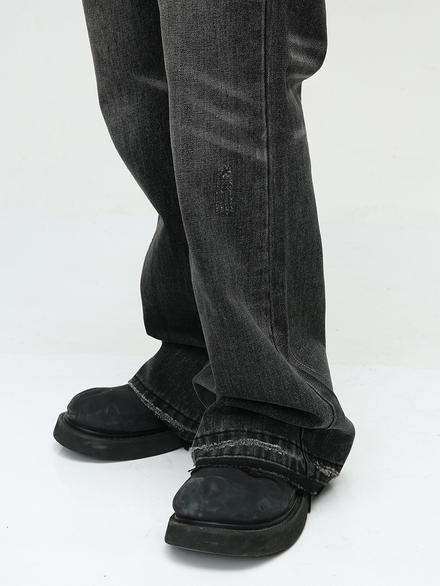 Ropa para hombre MTLCLOTHES | Vaqueros de diseño moderno con dobladillo sin rematar, estilo retro americano, lavados, desgastados y rotos