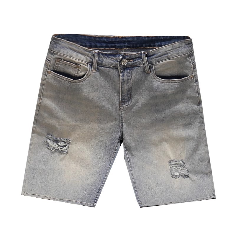 Men's Clothing Ripped Denim Shorts Summer Style Trendy Loose Straight Leg Five Point Pants Mid Length High Street Cool_mkmklike.com