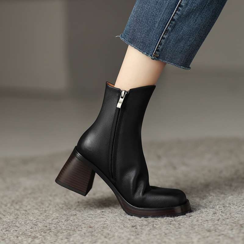 CHIKO Sabelia Square Toe Block Heels Ankle Boots